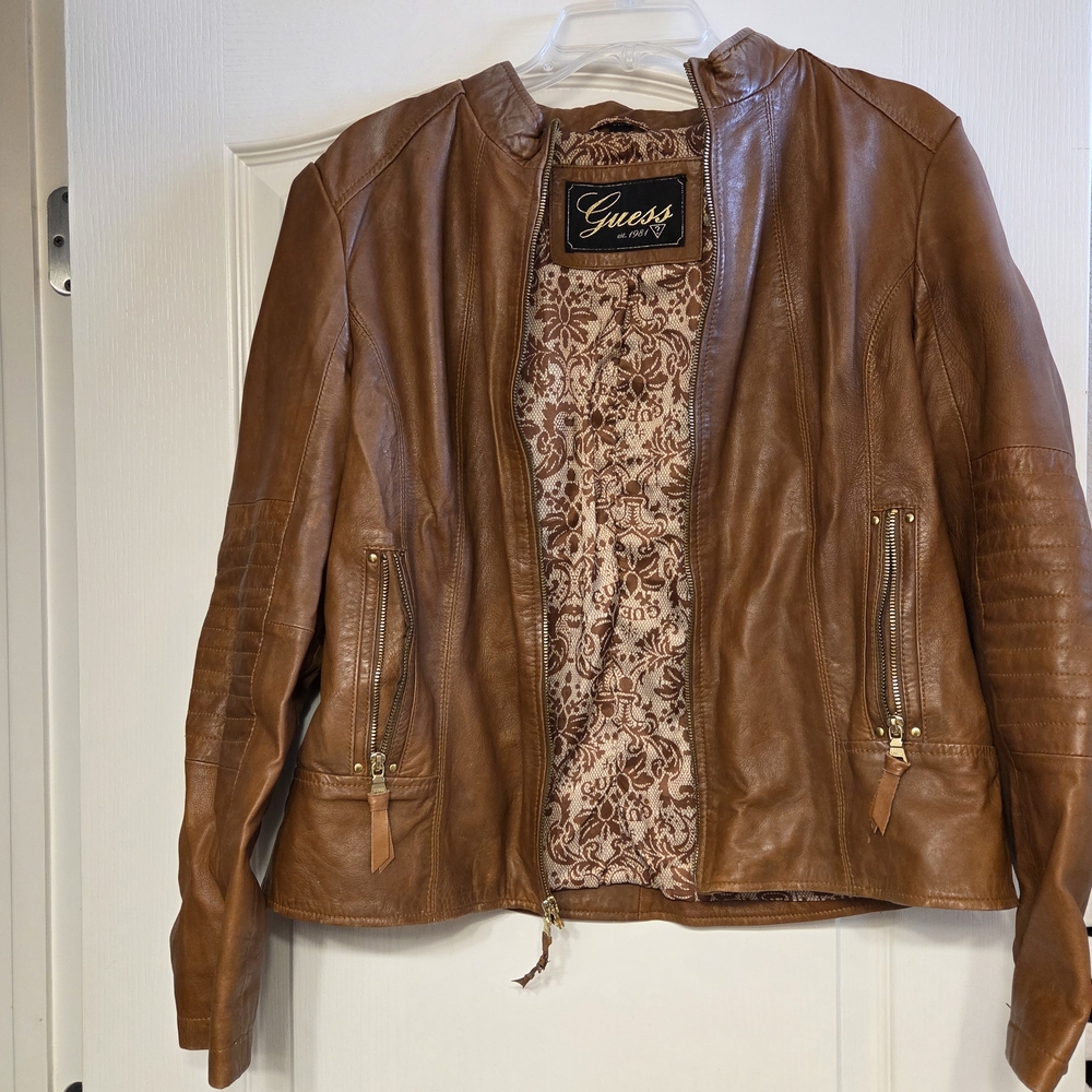Guess Women's Tan Leather Jacket